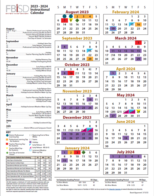 2023-2024 Instructional Calendar